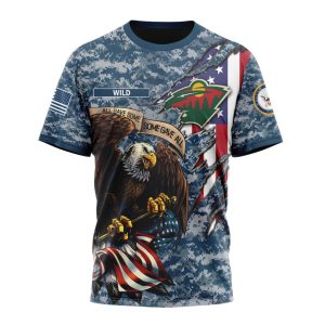 Customized NHL Minnesota Wild Honor US Navy Veterans Unisex Tshirt TS4123