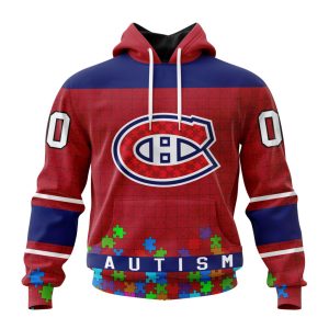 Customized NHL Montreal Canadiens Hockey Fights Against Autism Unisex Pullover Hoodie