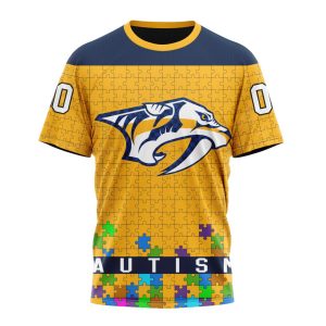 Customized NHL Nashville Predators Hockey Fights Against Autism Unisex Tshirt TS4147