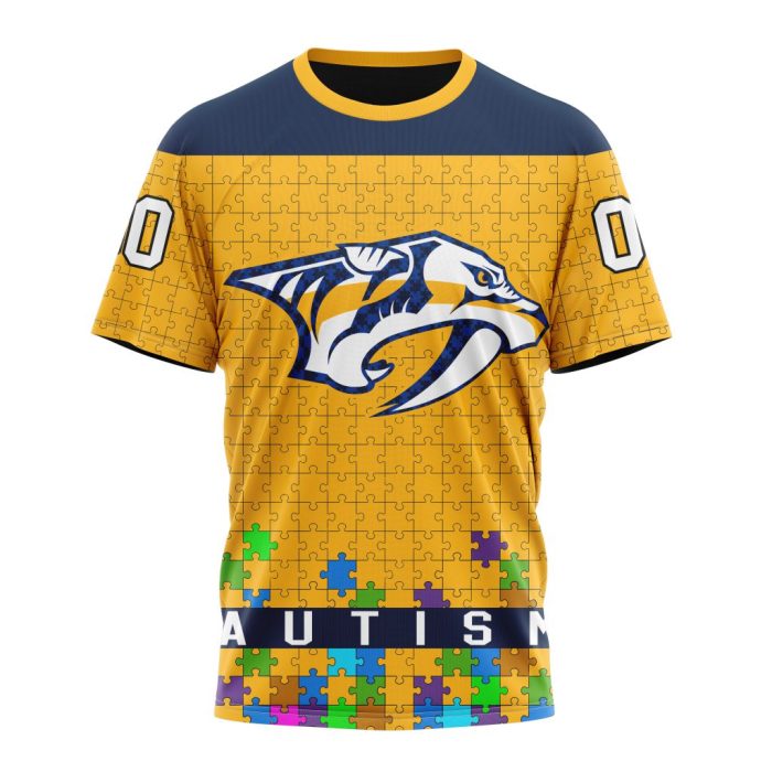 Customized NHL Nashville Predators Hockey Fights Against Autism Unisex Tshirt TS4147