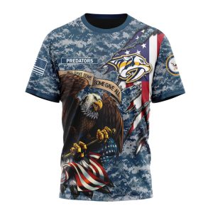 Customized NHL Nashville Predators Honor US Navy Veterans Unisex Tshirt TS4148