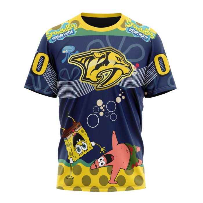 Customized NHL Nashville Predators Specialized Jersey With SpongeBob Unisex Tshirt TS4157