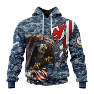 Customized NHL New Jersey Devils Honor US Navy Veterans Unisex Pullover Hoodie