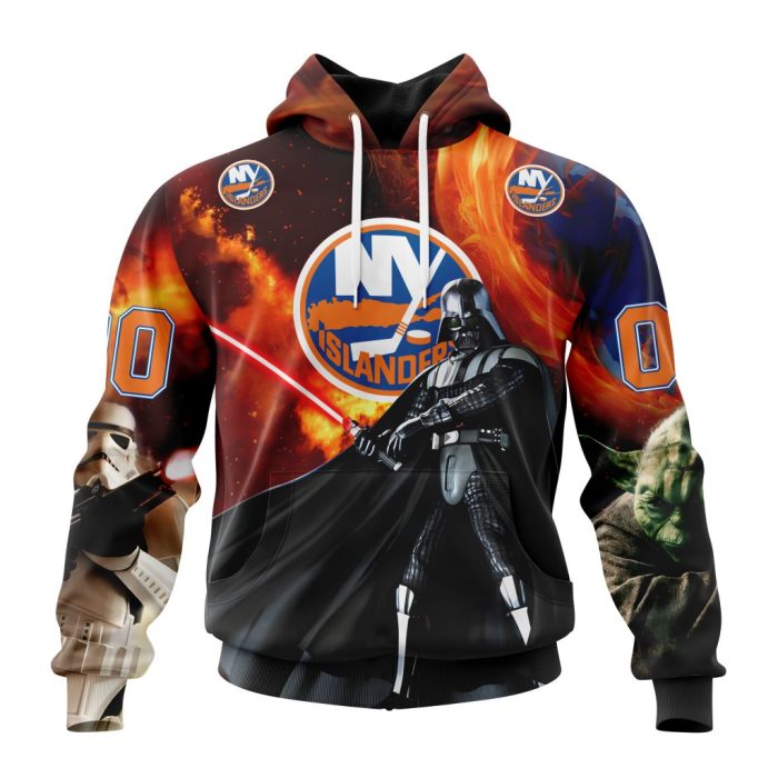 Customized NHL New York Islanders Specialized Darth Vader Star Wars Unisex Pullover Hoodie