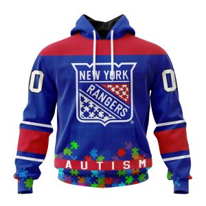 Customized NHL New York Rangers Hockey Fights Against Autism Unisex Pullover Hoodie
