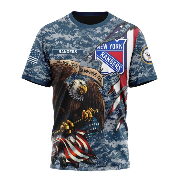 Customized NHL New York Rangers Honor US Navy Veterans Unisex Tshirt TS4187