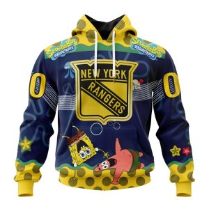 Customized NHL New York Rangers Specialized Jersey With SpongeBob Unisex Pullover Hoodie