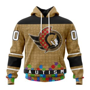 Customized NHL Ottawa Senators Hockey Fights Against Autism Unisex Pullover Hoodie
