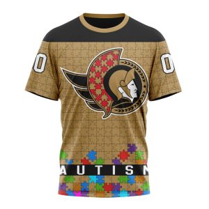 Customized NHL Ottawa Senators Hockey Fights Against Autism Unisex Tshirt TS4199