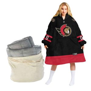 Customized NHL Ottawa Senators Retro Classic Oodie Blanket Hoodie Wearable Blanket