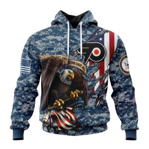 Customized NHL Philadelphia Flyers Honor US Navy Veterans Unisex Pullover Hoodie