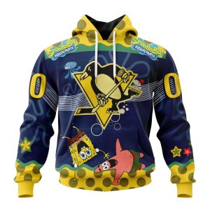 Customized NHL Pittsburgh Penguins Specialized Jersey With SpongeBob Unisex Pullover Hoodie
