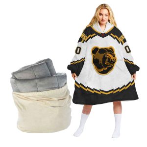 Customized NHL Reverse Retro jerseys Boston Bruins Oodie Blanket Hoodie Wearable Blanket