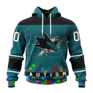 Customized NHL San Jose Sharks Hockey Fights Against Autism Unisex Pullover Hoodie