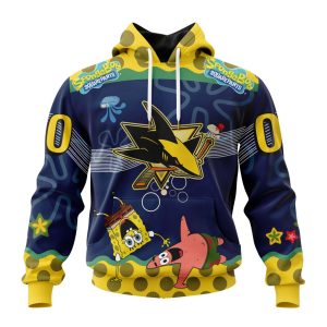 Customized NHL San Jose Sharks Specialized Jersey With SpongeBob Unisex Pullover Hoodie