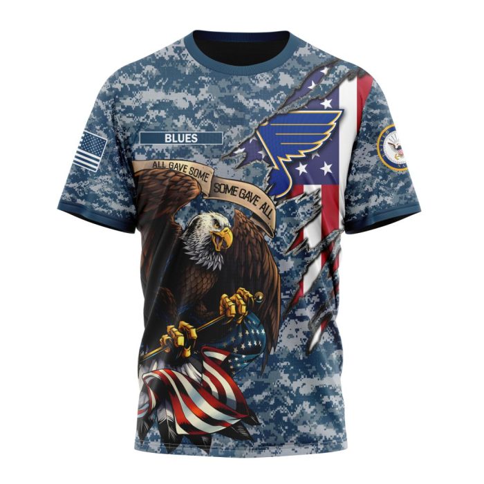 Customized NHL St Louis Blues Honor US Navy Veterans Unisex Tshirt TS4261