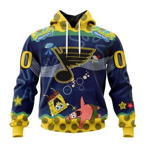 Customized NHL St. Louis Blues Specialized Jersey With SpongeBob Unisex Pullover Hoodie