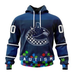 Customized NHL Vancouver Canucks Hockey Fights Against Autism Unisex Pullover Hoodie