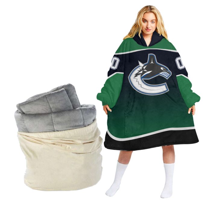 Customized NHL Vancouver Canucks Retro Classic Oodie Blanket Hoodie Wearable Blanket