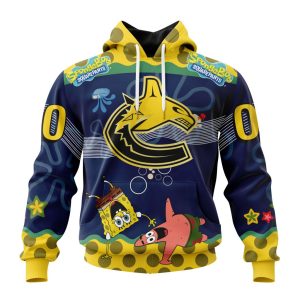 Customized NHL Vancouver Canucks Specialized Jersey With SpongeBob Unisex Pullover Hoodie
