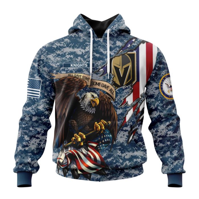 Customized NHL Vegas Golden Knights Honor US Navy Veterans Unisex Pullover Hoodie