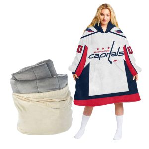 Customized  NHL Washington Capitals Personalized Retro Reverse Oodie Blanket Hoodie Wearable Blanket