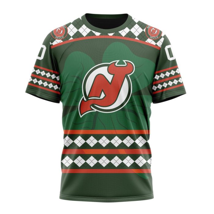 Customized New Jersey Devils Green Shamrock Celebrate St Patrick's Day Unisex Tshirt TS3938