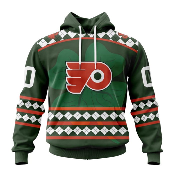 Customized Philadelphia Flyers Green Shamrock Celebrate St Patrick's Day Unisex Pullover Hoodie