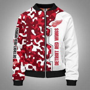 Detroit Red Wings Camouflage Red Bomber Jacket TBJ4886
