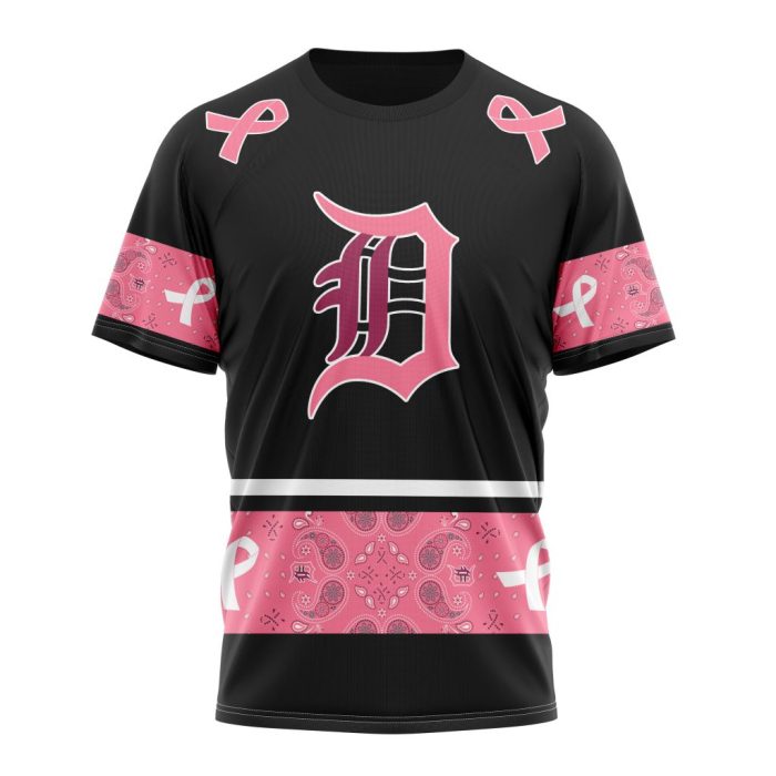 Detroit Tigers Specialized Design In Classic Style With Paisley! In October We Wear Pink Breast Cancer Unisex T-Shirt