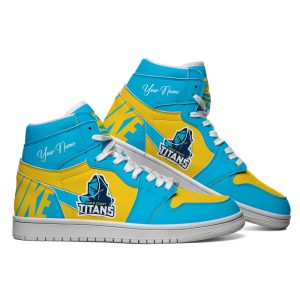 Gold Coast Titans Custom Name NRL AJ1 Nike Sneakers High Top Shoes Collection