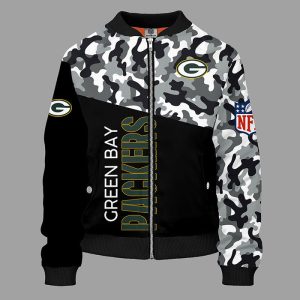 Green Bay Packers Camouflage Black Bomber Jacket TBJ4592