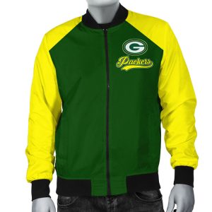 Green Bay Packers Green Yellow Bomber Jacket TBJ4594