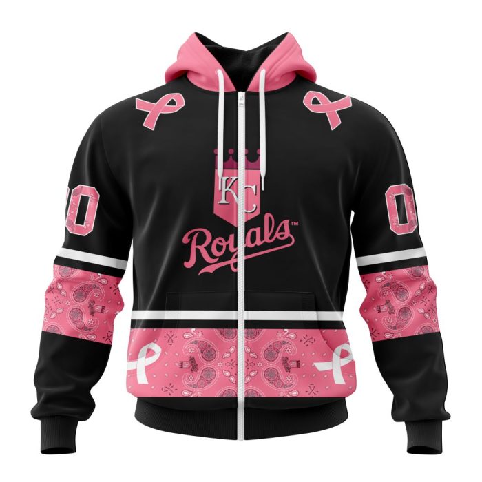 Kansas City Royals Specialized Design In Classic Style With Paisley! In October We Wear Pink Breast Cancer Unisex Zip Hoodie