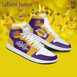 LeBron James King Of Los Angeles Lakers 3D Shoes AJ1 Nike Sneakers High Top Shoes