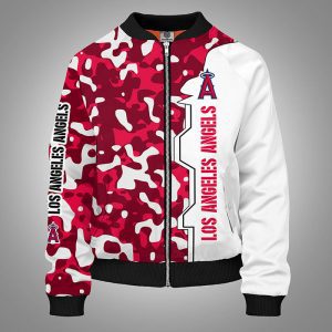 Los Angeles Angels Camouflage Red Bomber Jacket TBJ4370