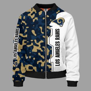 Los Angeles Rams Camouflage Blue Bomber Jacket TBJ4660
