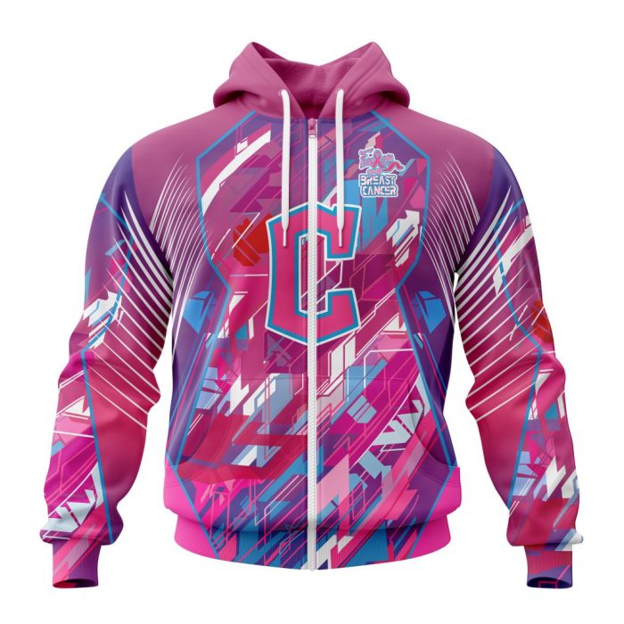 MLB Cleveland Guardians Specialized Design I Pink I Can! Fearless Again Breast Cancer Unisex Zip Hoodie