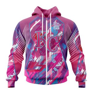 MLB Kansas City Royals Specialized Design I Pink I Can! Fearless Again Breast Cancer Unisex Zip Hoodie
