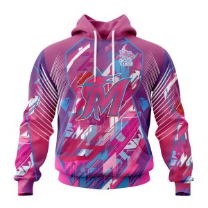 MLB Miami Marlins Specialized Design I Pink I Can! Fearless Again Breast Cancer Unisex Pullover Hoodie