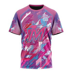 MLB Miami Marlins Specialized Design I Pink I Can! Fearless Again Breast Cancer Unisex T-Shirt