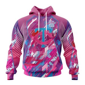 MLB Minnesota Twins Specialized Design I Pink I Can! Fearless Again Breast Cancer Unisex Pullover Hoodie