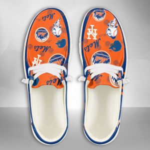 MLB New York Mets Hey Dude Shoes Wally Lace Up Loafers Moccasin Slippers HDS2711