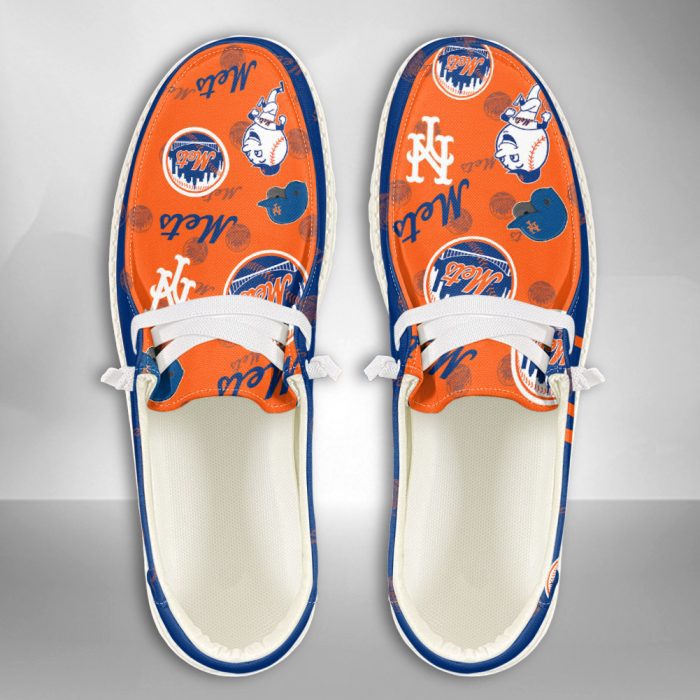 MLB New York Mets Hey Dude Shoes Wally Lace Up Loafers Moccasin Slippers HDS2711