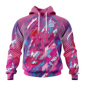 MLB New York Mets Specialized Design I Pink I Can! Fearless Again Breast Cancer Unisex Pullover Hoodie