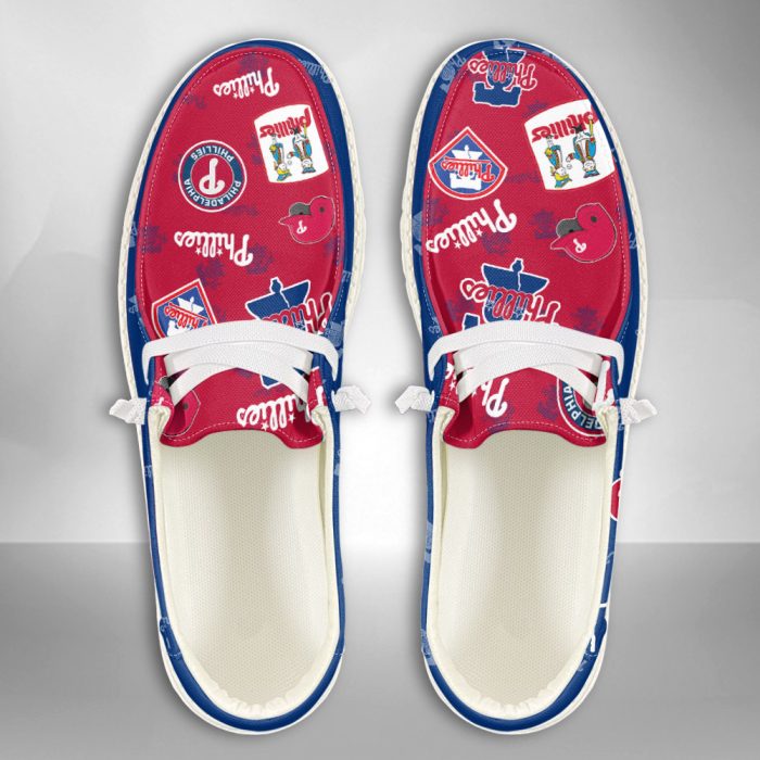 MLB Philadelphia Phillies Hey Dude Shoes Wally Lace Up Loafers Moccasin Slippers HDS2708