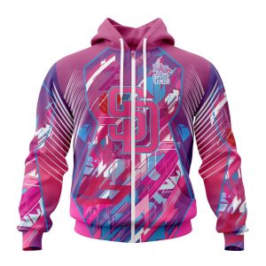 MLB San Diego Padres Specialized Design I Pink I Can! Fearless Again Breast Cancer Unisex Zip Hoodie