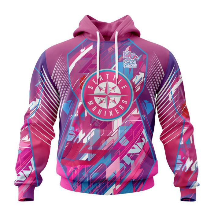 MLB Seattle Mariners Specialized Design I Pink I Can! Fearless Again Breast Cancer Unisex Pullover Hoodie