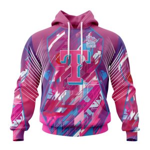 MLB Texas Rangers Specialized Design I Pink I Can! Fearless Again Breast Cancer Unisex Pullover Hoodie