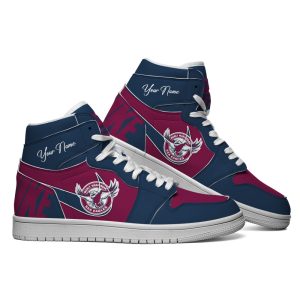 Manly Warringah Sea Eagles Custom Name NRL AJ1 Nike Sneakers High Top Shoes Collection
